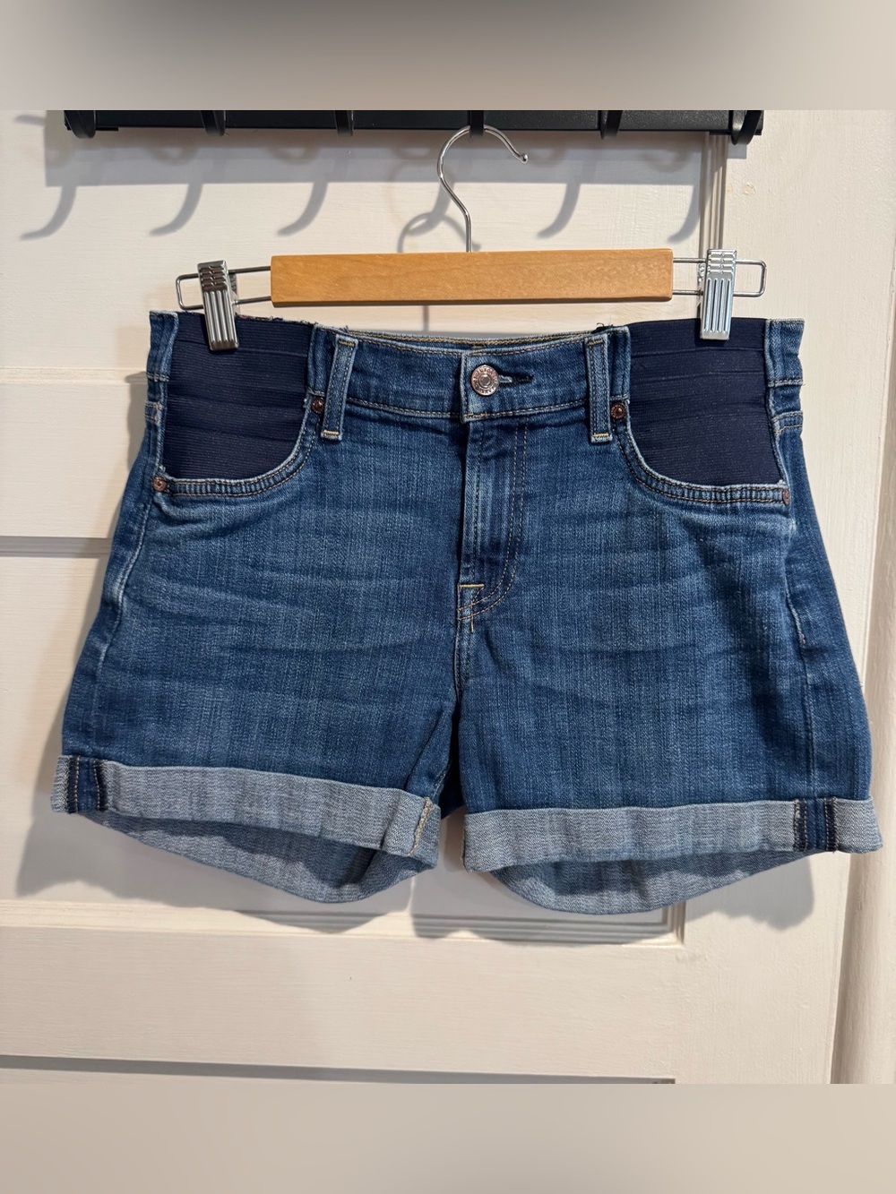 7 For All Mankind Maternity Denim Shorts | Size 27 | Maternity Side Panel